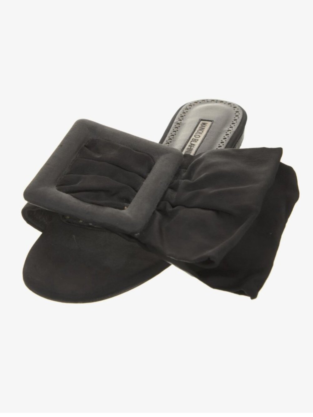 Manolo Blahnik Satin Buckle Slides
